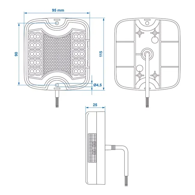 ProPlus Achterlicht LED - 4 functies - Waterdicht - 105 x 95 mm - Links