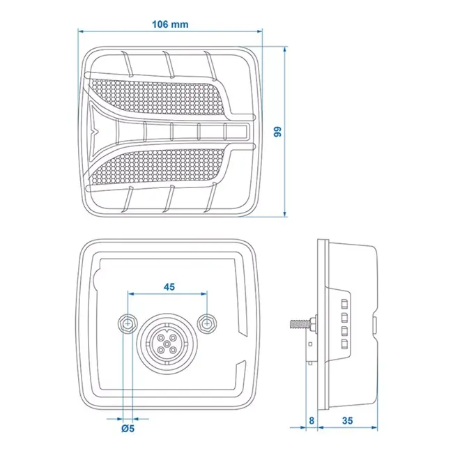ProPlus Achterlicht LED - 4 functies - Waterdicht - 106 x 99 mm - Rechts