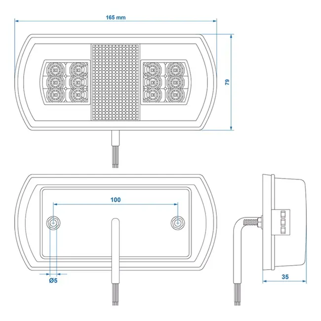 ProPlus Achterlicht met 5 functies - 43 LED - 225 x 105 mm - Rechts - IP67 - 12V