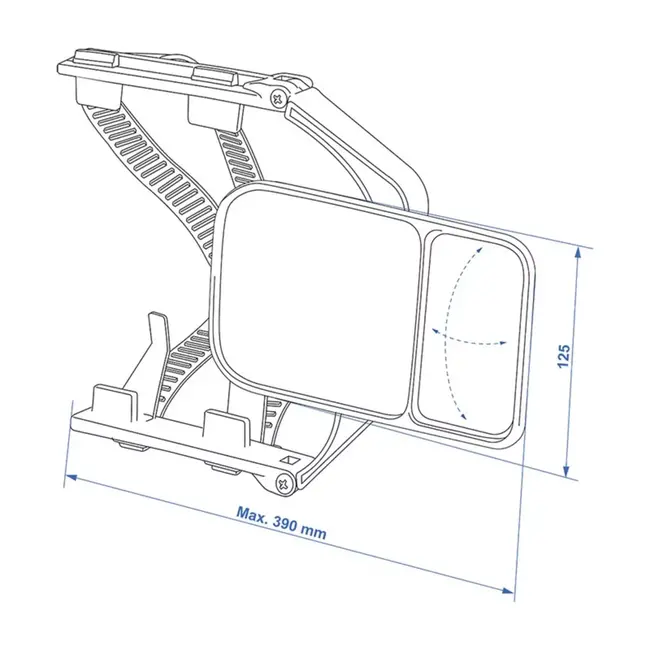 ProPlus Draaibare caravanspiegel met verstelbare dodehoekspiegel - zwart