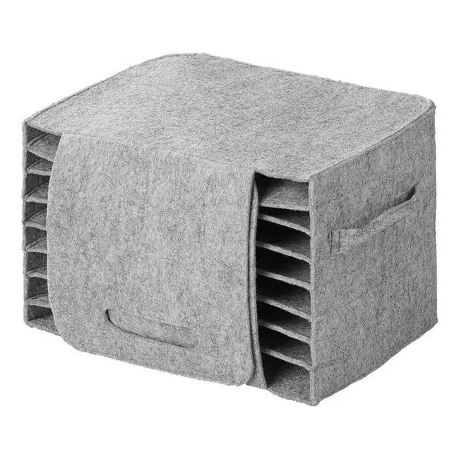 ProPlus Bordenhouder vilt - Grijs - Voor 10 borden - Met klittenbandsluiting - 27x20x17 cm