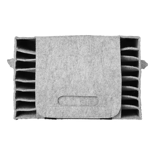 ProPlus Bordenhouder vilt - Grijs - Voor 10 borden - Met klittenbandsluiting - 27x20x17 cm