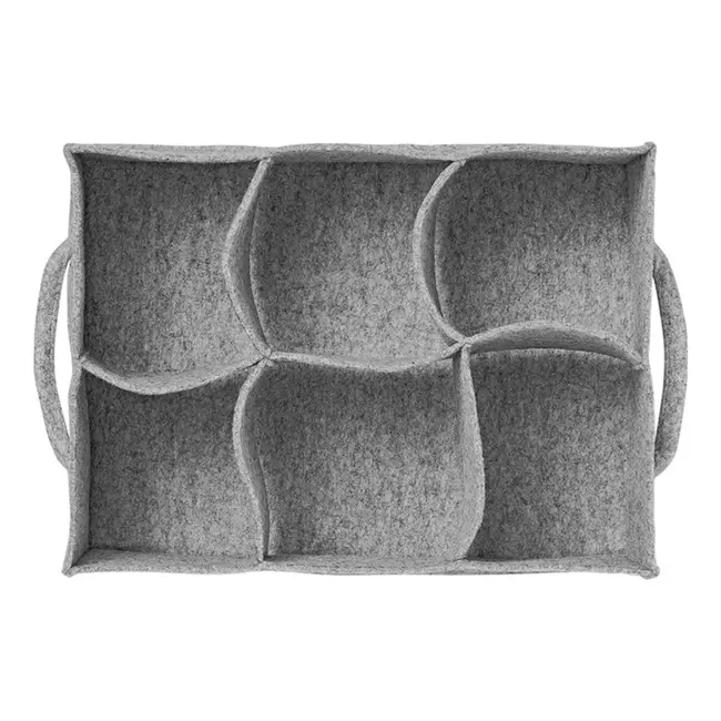 ProPlus Bekerhouder vilt - Grijs - Voor 6 mokken of glazen - Met handvatten - 29 x 20,5 x 11,5 cm