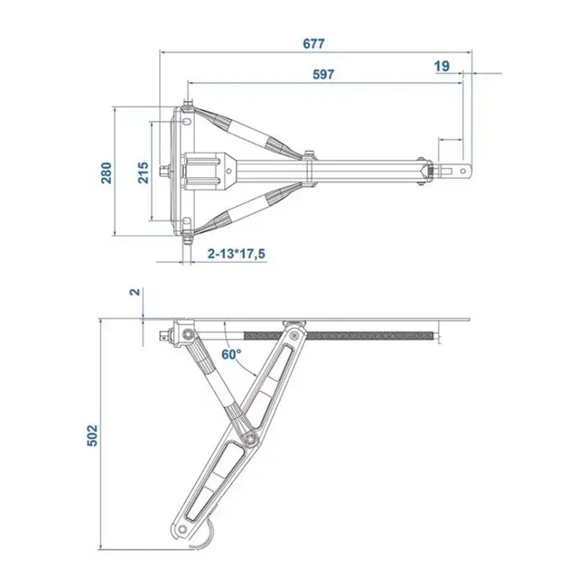 ProPlus Caravanhoeksteun - 1500 kg draagkracht - Verzinkt staal - 677x280 mm - Hoogte 502 mm