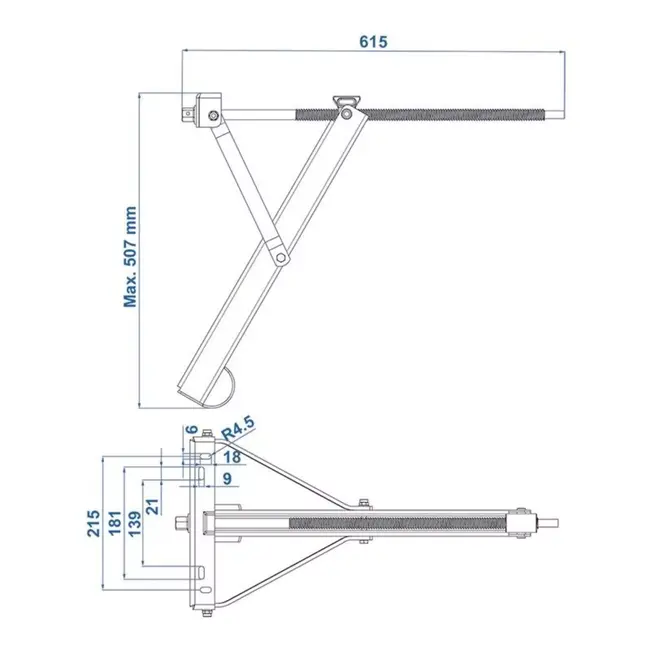 ProPlus Caravanhoeksteun - 450 kg draagkracht - Verzinkt staal - 615x278 mm - Hoogte 507 mm