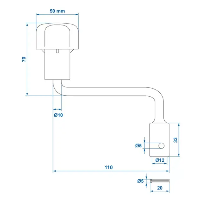 ProPlus Hendel voor neuswiel - Ø 12 mm - PP en staal - Geschikt voor 48 mm wielen