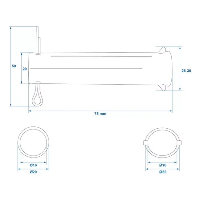 ProPlus As voor neuswiel - staal - Ø20 mm x 75 mm