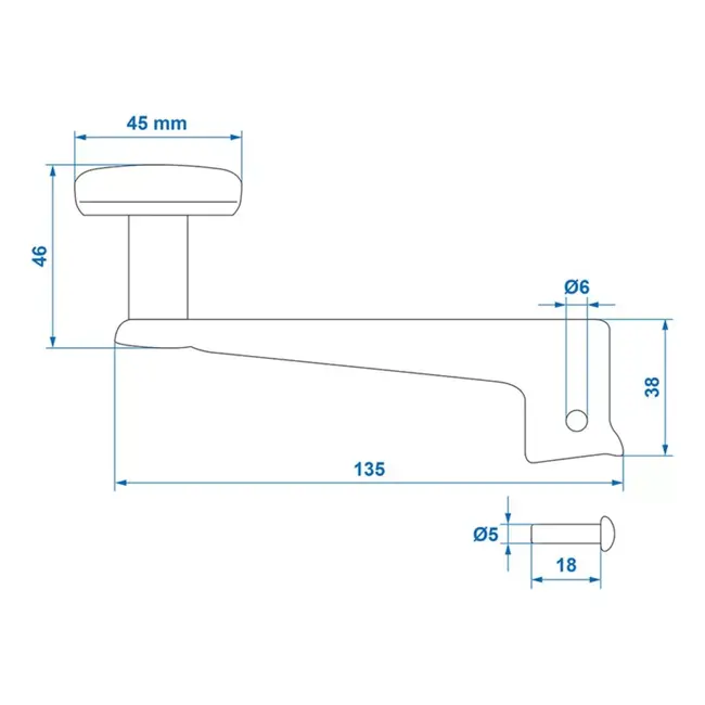 ProPlus Hendel voor neuswiel - Ø 18 mm - PP en staal - Geschikt voor 35 mm wielen
