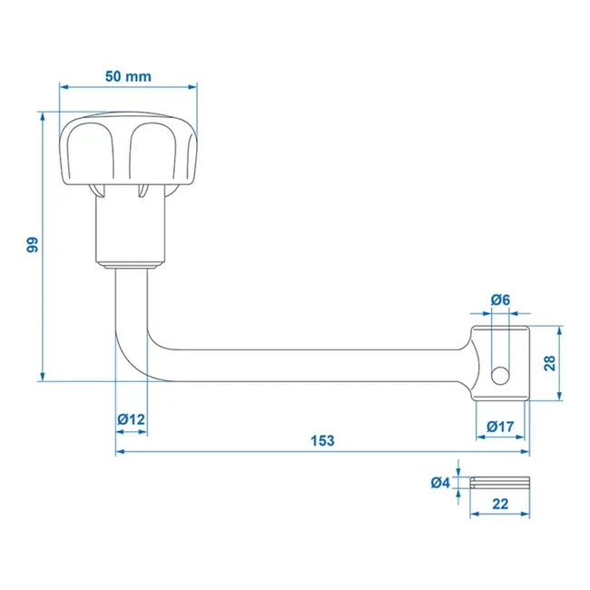 ProPlus Hendel voor neuswiel - Asdiameter 17 mm - Geschikt voor 60 mm wielen