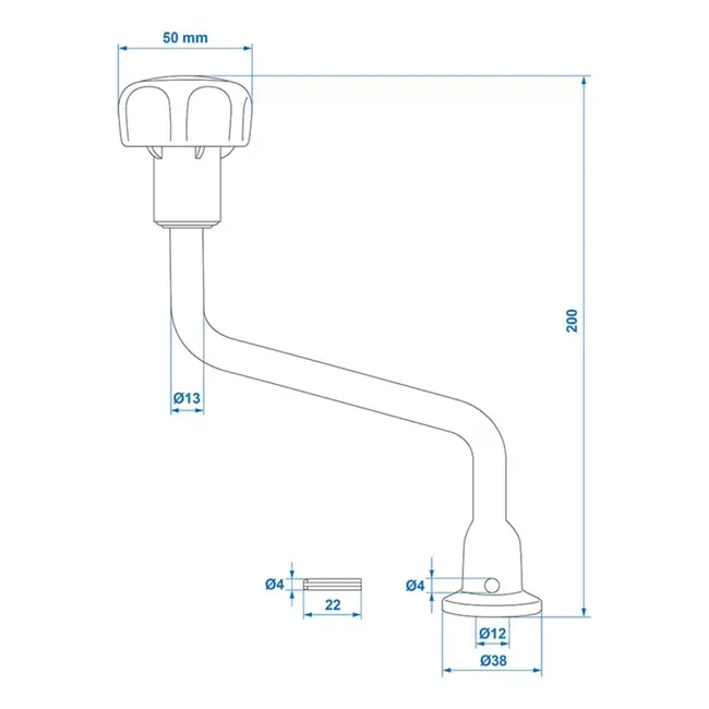 ProPlus Hendel voor neuswiel - Asdiameter 12 mm - Geschikt voor 48 mm wielen