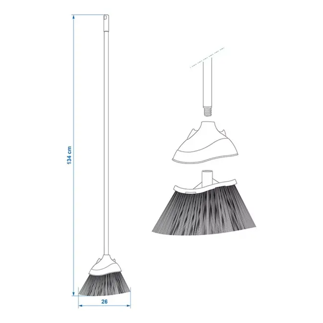 ProPlus Tentbezem - Demontabele Steel - Nylon Borstelharen - 134 cm