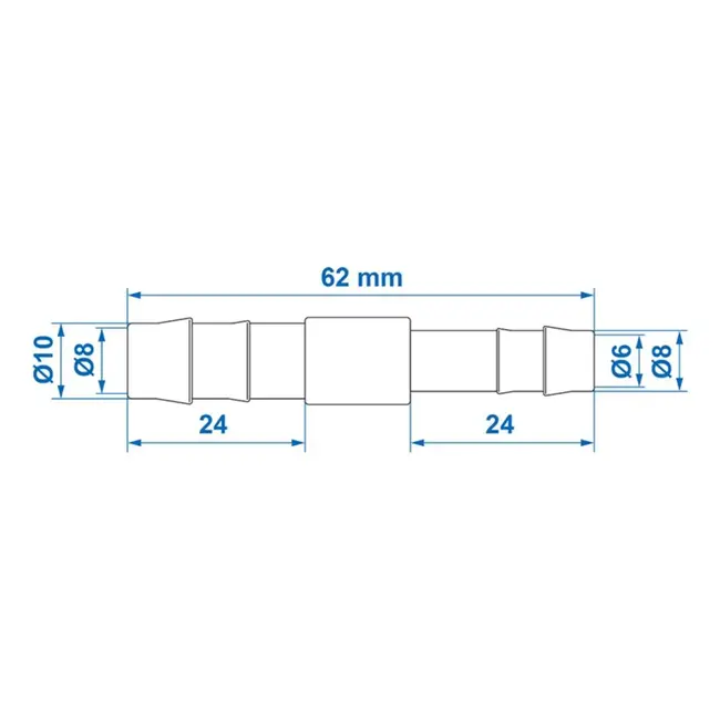 ProPlus Slangreduceerstuk recht - 10x8 mm - Hittebestendig tot 90°C - Drukbestendig tot 8 bar