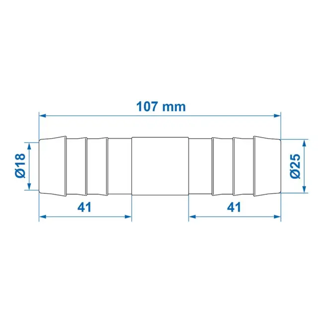 ProPlus Rechte slangtule - 25 mm - Hittebestendig tot 90°C - Drukbestendig tot 8 bar