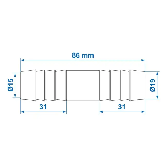ProPlus Rechte slangtule - 19 mm - Hittebestendig tot 90°C - Drukbestendig tot 8 bar - Polypropyleen
