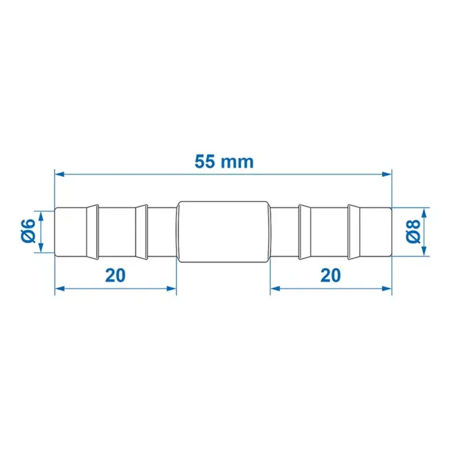 ProPlus Rechte slangtule - 8 mm - Hittebestendig tot 90°C - Drukbestendig tot 8 bar - Polypropyleen