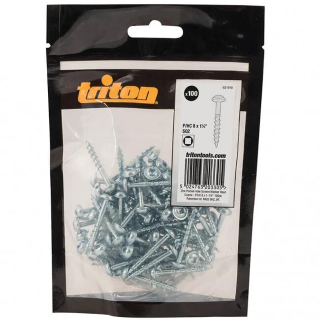 Triton zakgatschroeven - verzinkt staal - grof schroefdraad, flenskop - 8 x 1-1/4 inch - grijs - 100 stuks - voor binnen, hout