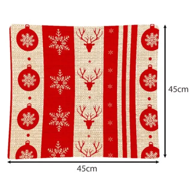 Ruhhy Kussenhoezen Set - Decoratief Kerstthema - 4 Stuks - Rood Linnen