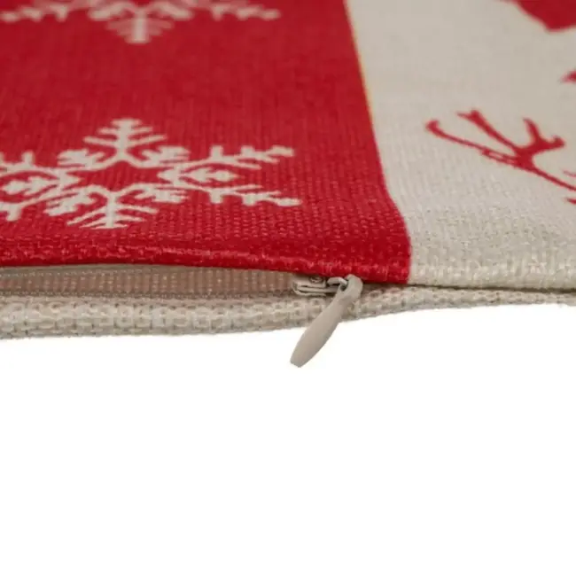 Ruhhy Kussenhoezen Set - Decoratief Kerstthema - 4 Stuks - Rood Linnen