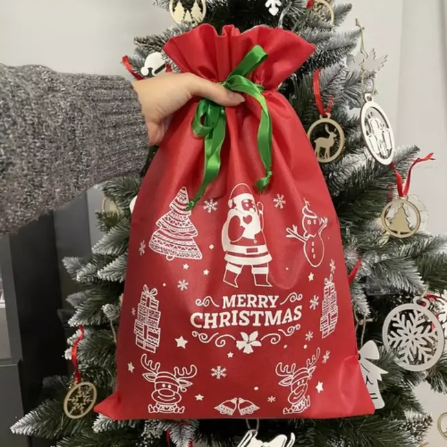 Ruhhy Kerstcadeauzakken - Set van 4 - Herbruikbare Zakken met Kerstman Print