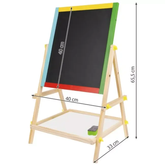 Kruzzel Houten Dubbelzijdig Bord - 65,5 x 40 x 33 cm - Krijtbord en Whiteboard
