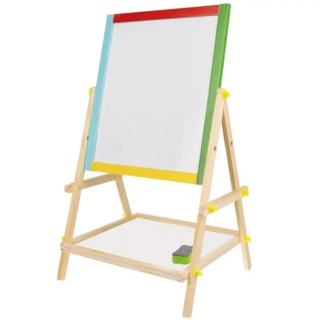 Kruzzel Houten Dubbelzijdig Bord - 65,5 x 40 x 33 cm - Krijtbord en Whiteboard