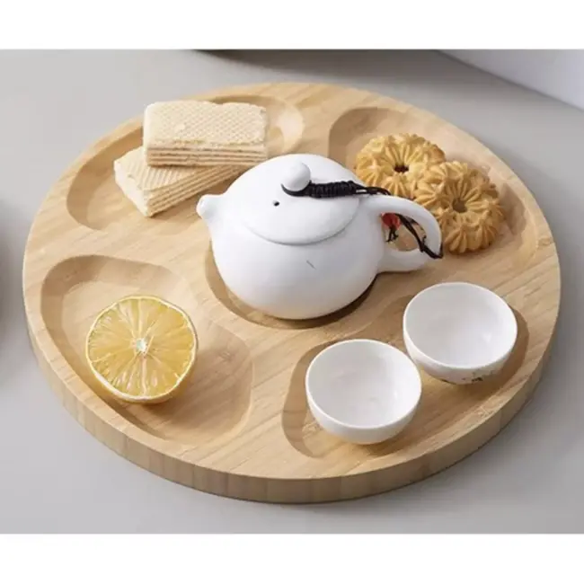 Ruhhy Bamboe Draaiend Serveerschijf - Voor Snacks, Kazen en Vleeswaren