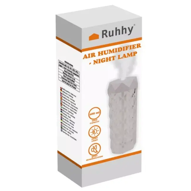 Ruhhy Luchtbevochtiger en Nachtlampje - 2-in-1 - Rozen-effect LED en 400 ml Capaciteit