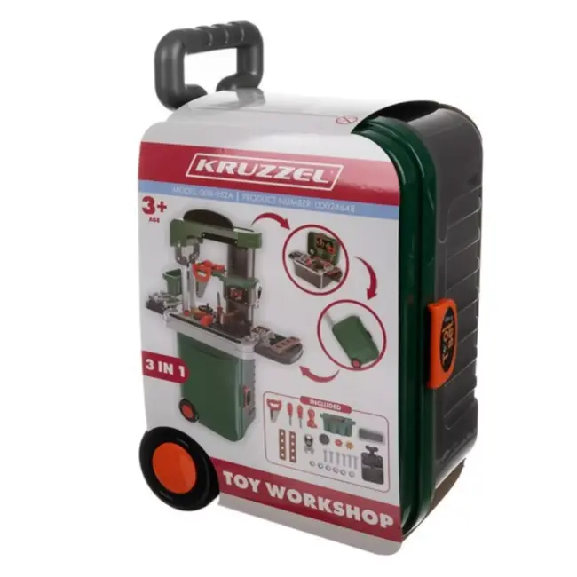 Kruzzel Kinderwerkplaats 3-in-1 - Compleet met Realistische Gereedschappen - Voor 3-7 Jaar