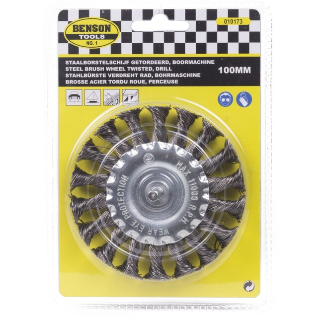 Benson Stiftborstel - Getordeerd Staaldraad - 100 mm - 6 mm Stift - Industrieel Gebruik