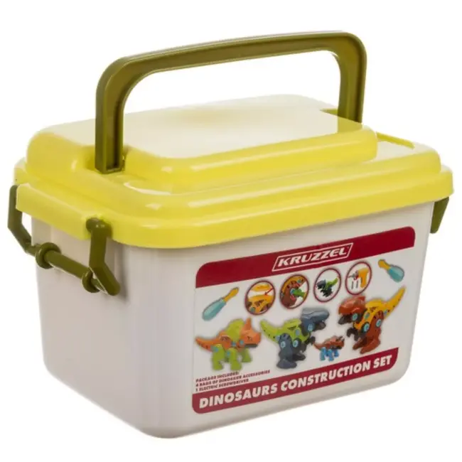 Kruzzel Dinosaurus Constructieset - 4-in-1 Bouwplezier - Met Schroevendraaier & Koffer