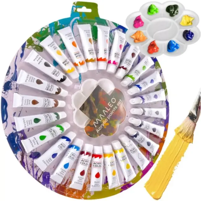 Maaleo Acrylverf Set - 24 Kleuren - 12ml Tubes - Perfect voor Creatieve Kunstenaars