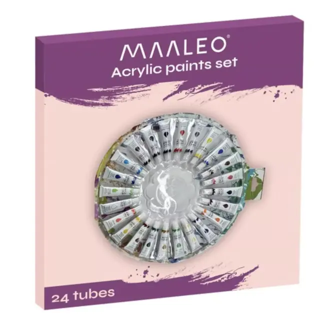 Maaleo Acrylverf Set - 24 Kleuren - 12ml Tubes - Perfect voor Creatieve Kunstenaars