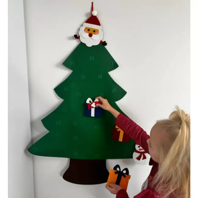 Ruhhy DIY Vilt Kerstboom - Inclusief 26 Versieringen - Herbruikbare Kerstdecoratie