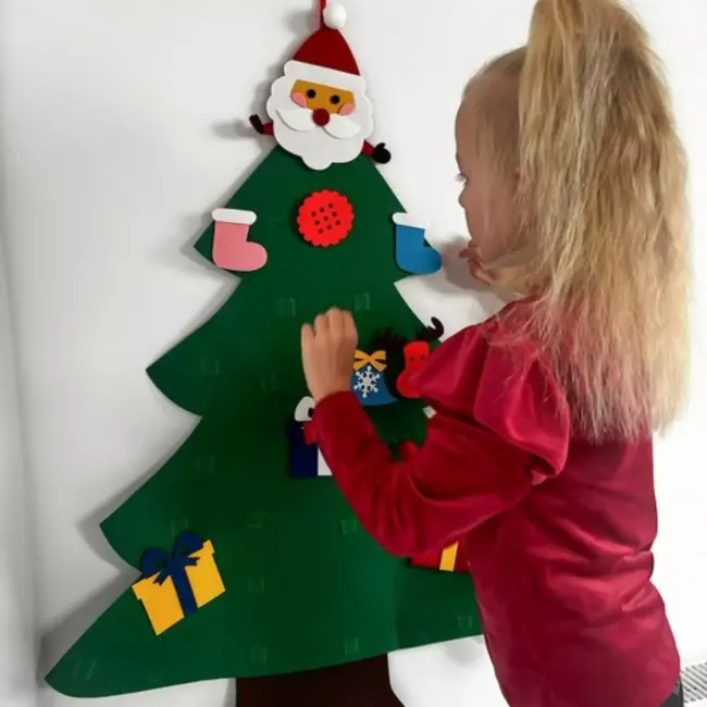 Ruhhy DIY Vilt Kerstboom - Inclusief 26 Versieringen - Herbruikbare Kerstdecoratie