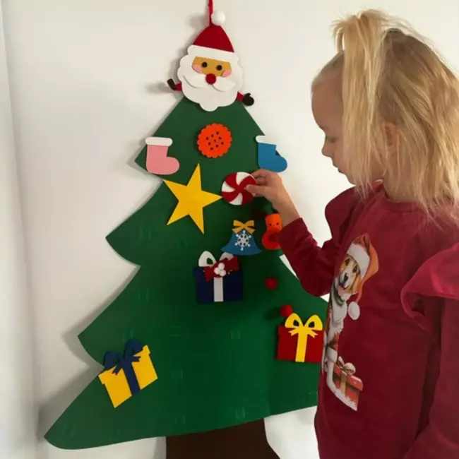 Ruhhy DIY Vilt Kerstboom - Inclusief 26 Versieringen - Herbruikbare Kerstdecoratie