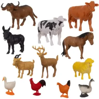 Kruzzel Boerderijdieren Set - 12 Figuren - Educatief en Realistisch Speelgoed