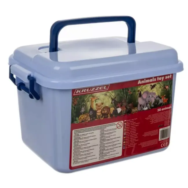 Kruzzel Dieren Speelset – 48 Figuren met Koffer – Educatief Speelgoed