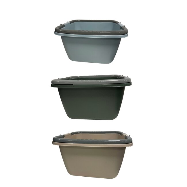 Benson Vierkante afwasbak met handvatten - 39 x 39 x 22 cm - 18 liter - assorti kleuren