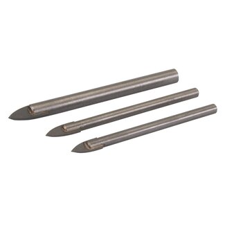 Silverline Glas- en tegelboren set - hardmetalen punt - 5, 6, 8 mm - zilver - 3-delig - voor glas en keramische tegels