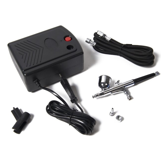 Hofftech Mini airbrush compressor set - 220 volt - inclusief opbergkoffer - veelzijdig gebruik