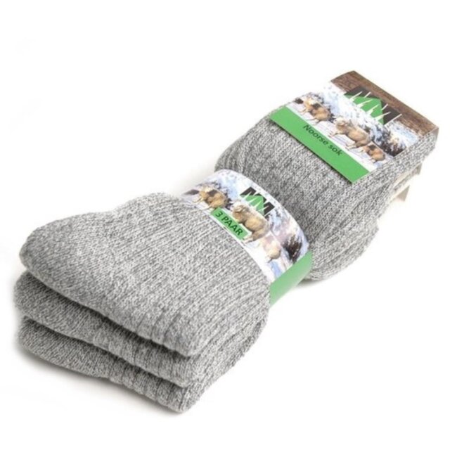 MM Eurotool Warme Noorse herensokken - Grijs - Badstof zool - Maat 39-42 - 3 paar