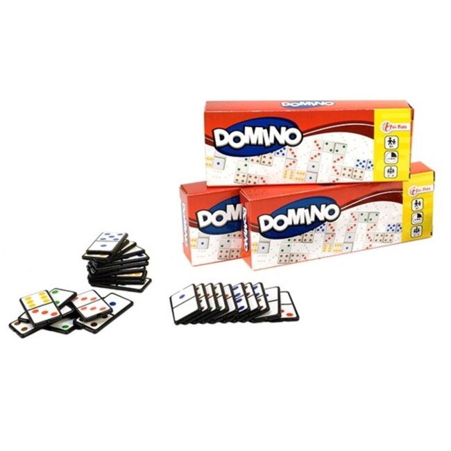 Toi-Toys Compact domino spel - 28 stenen - 15 minuten - 2-4 spelers - zwart/wit - 13x5x2 cm