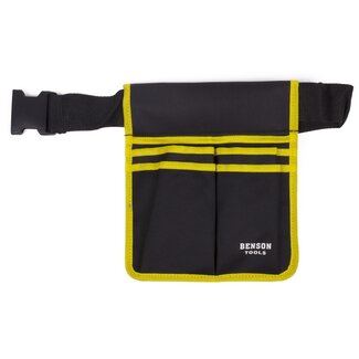 Benson Gereedschapschort - Canvas - 5 vakken - Verstelbare riem - 26 x 23 cm - Zwart/Geel