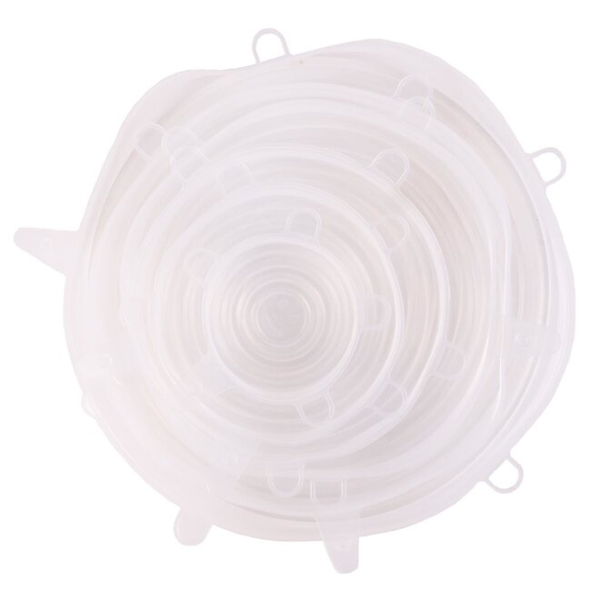 Benson Rekbare siliconen afdekhoesjes - 6 maten - vaatwasserbestendig - set van 6 stuks