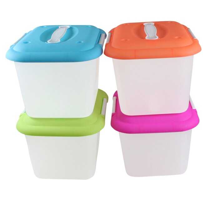 Benson Handige kunststof opbergbox - 23 x 19 x 17 cm - assorti kleuren deksel