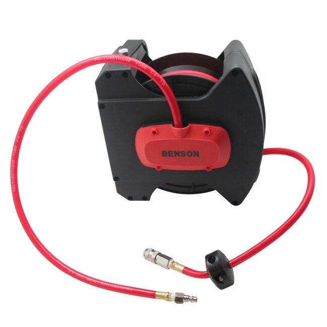 Benson Automatische luchtslanghaspel - 10 meter - duurzaam polypropyleen - draaibare ophanging - mechanische stop