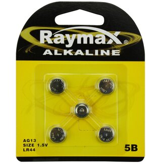 Raymax Lithium knoopcel AG13 - 1.5V - 5 stuks - betrouwbaar en duurzaam