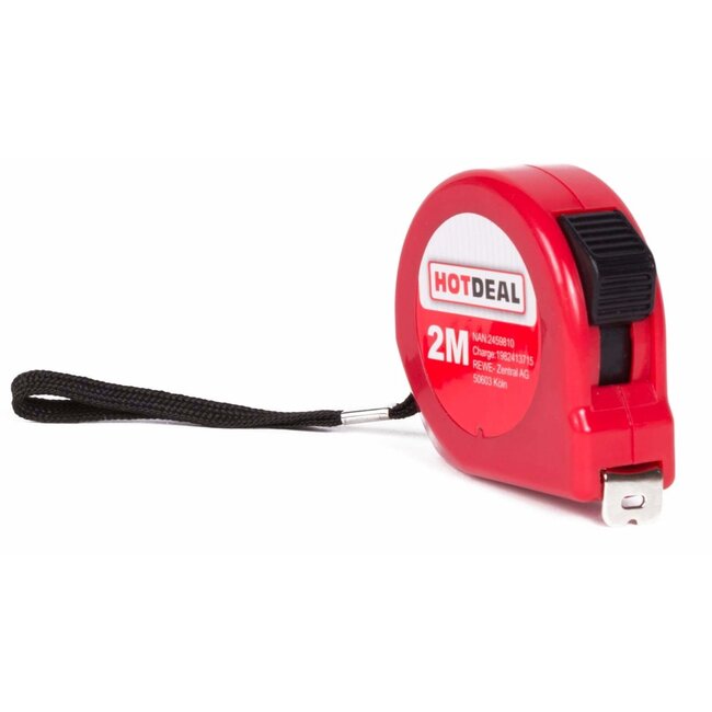 Hotdeal Rolmaat - Ergonomisch ontwerp - Manueel vergrendelsysteem - 2 meter - Rood