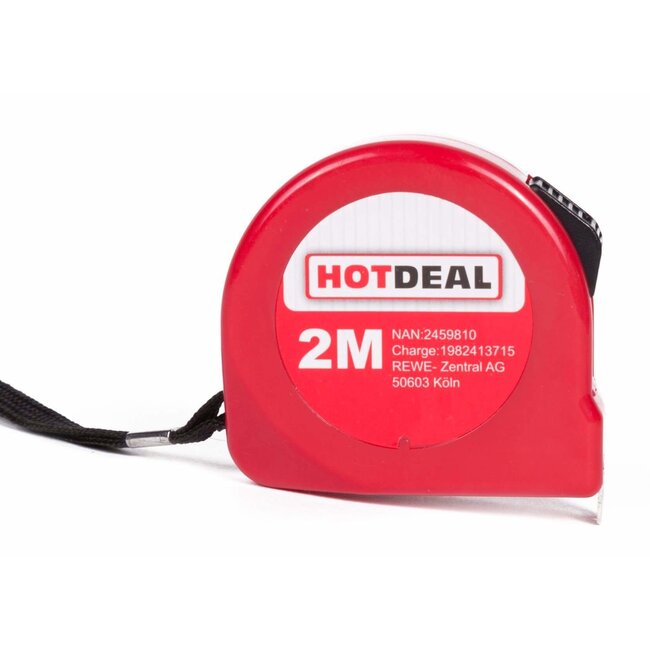 Hotdeal Rolmaat - Ergonomisch ontwerp - Manueel vergrendelsysteem - 2 meter - Rood