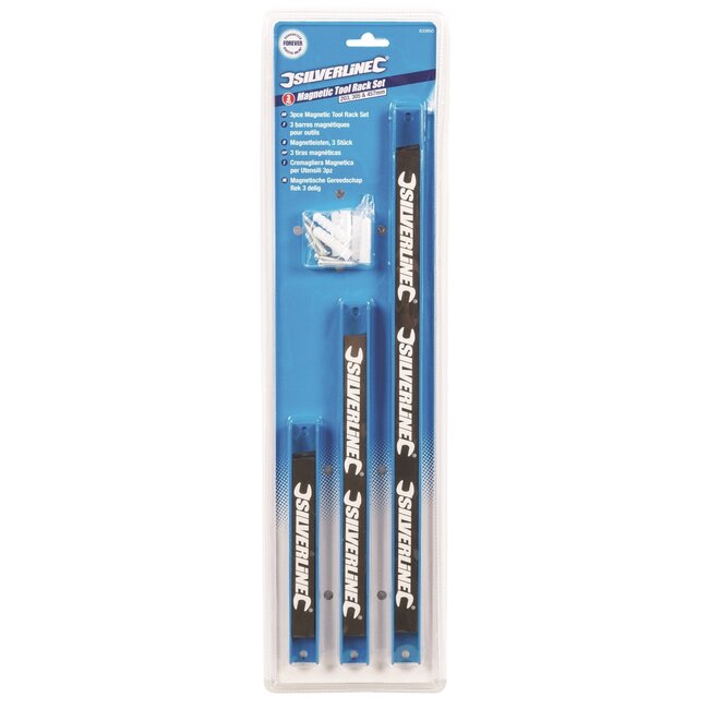 Silverline magnetische gereedschapsrekken - koolstofstaal - geverfde afwerking - 20,3/30,5/45,7 cm - 3-delig - voor werkplaats